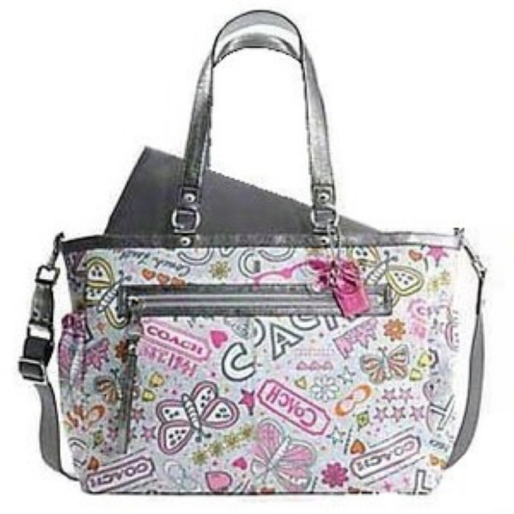 Coach graffiti poppy butterfly diaperbag